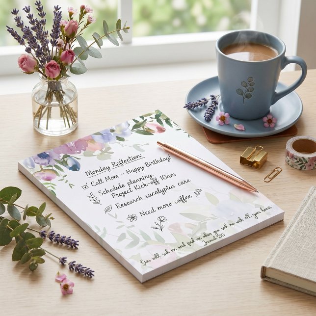 Pastel watercolor floral Jeremiah 29:13 scripture Notepad (Creator Uploaded)