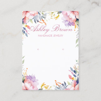 Pastel Watercolor Floral Jewellery Earring Display Business Card