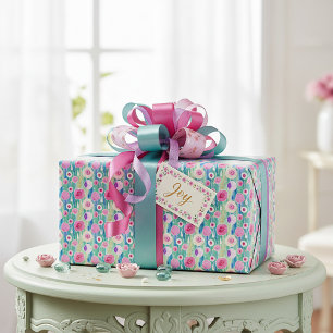 Pastel watercolor floral pattern wrapping paper