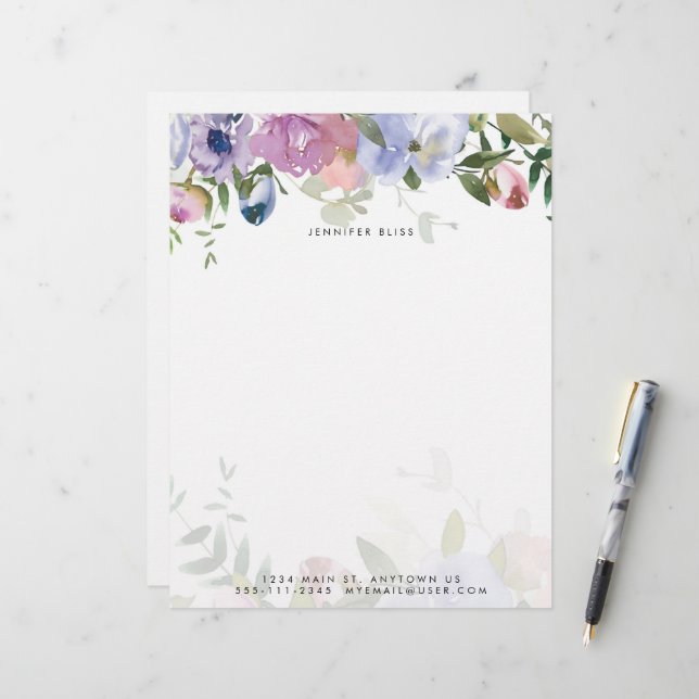 Pastel watercolor floral personalised (Front/Back In Situ)