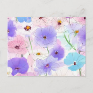 Pastel Watercolor Floral Postcard