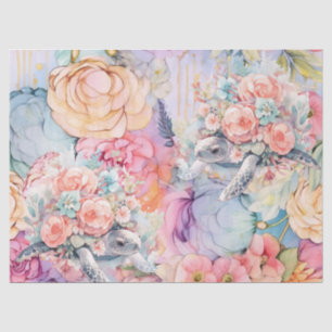 Pastel Watercolor Floral Sea Turtles Tissue Paper