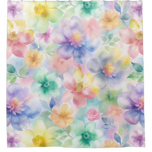 Pastel Watercolor Floral Shower Curtain