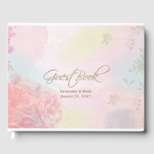 Pastel Watercolor Floral Wedding Guest Book