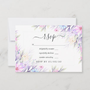 Pastel Watercolor Floral Wedding RSVP Card