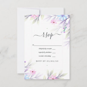Pastel Watercolor Floral Wedding RSVP Card