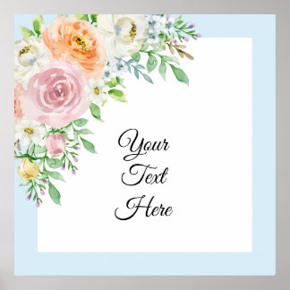 Pastel Watercolor Floral with Customisable Name Poster