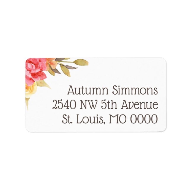 Pastel Watercolor Florals Address Label (Front)