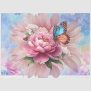 Pastel Watercolor Florals & Butterflies Decoupage Tissue Paper