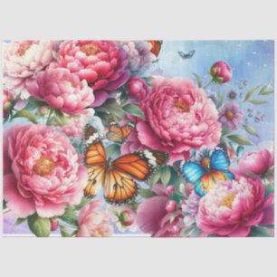 Pastel Watercolor Florals & Butterflies Decoupage Tissue Paper