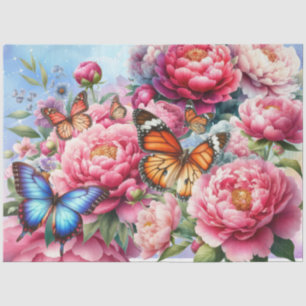 Pastel Watercolor Florals & Butterflies Decoupage Tissue Paper