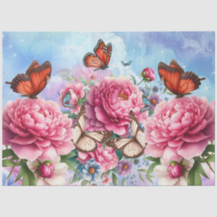 Pastel Watercolor Florals & Butterflies Decoupage Tissue Paper