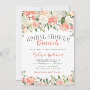 Pastel Watercolor Flower Brunch Bridal Shower Invitation