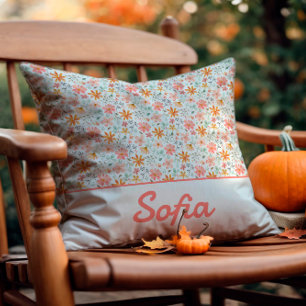 Pastel watercolor flower rustic boho Throw Pillow