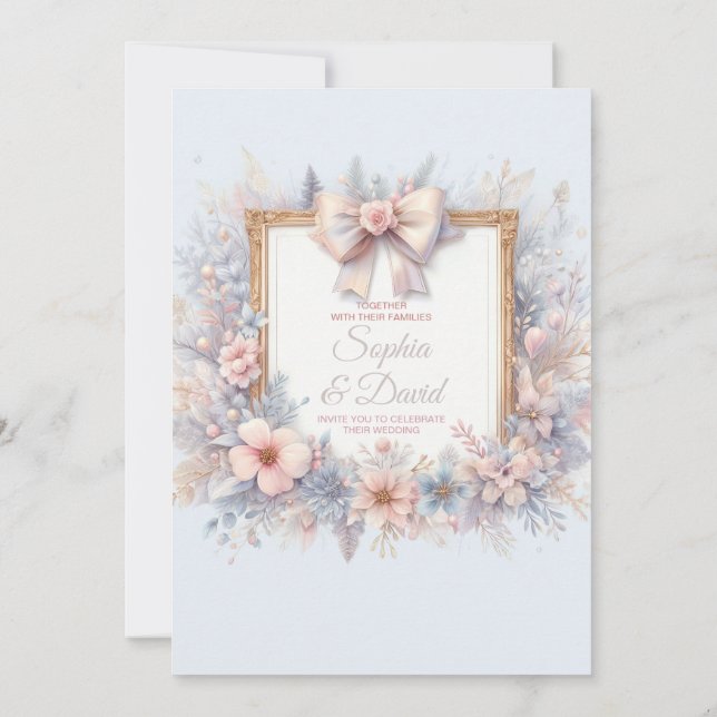 Pastel Watercolor Flower Wedding  Invitation (Back)