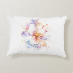 Pastel Watercolor Flower with Gold Accents Art Decorative Cushion