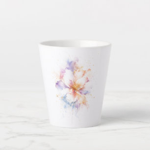 Pastel Watercolor Flower with Gold Accents Art Latte Mug