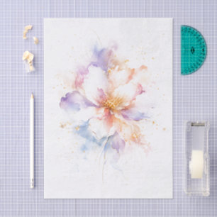 Pastel Watercolor Flower with Gold Accents Art Tissue Paper