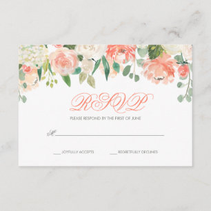 Pastel Watercolor Flowers Bat Mitzvah RSVP Card