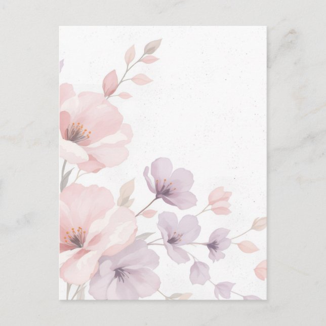 Pastel Watercolor Flowers Invitation Postcard (Front)