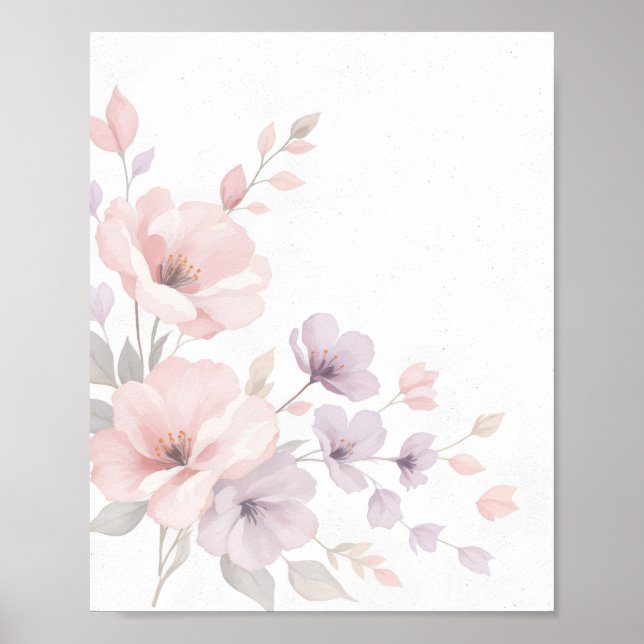 Pastel Watercolor Flowers Poster (Front)