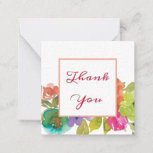 Pastel Watercolor Flowers Script Thank You  Card