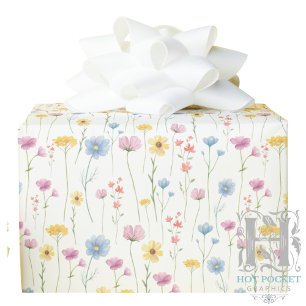 Pastel Watercolor Flowers Wrapping Paper