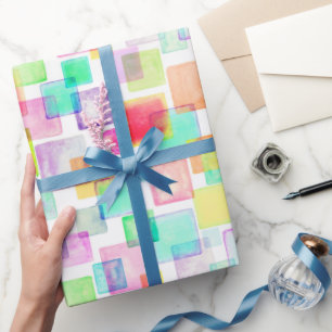 Pastel Watercolor Geometric Colourful Modern Chic Wrapping Paper