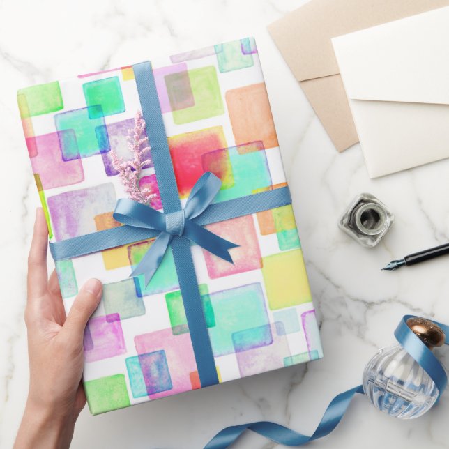 Pastel Watercolor Geometric Colourful Modern Chic Wrapping Paper (Gifting)