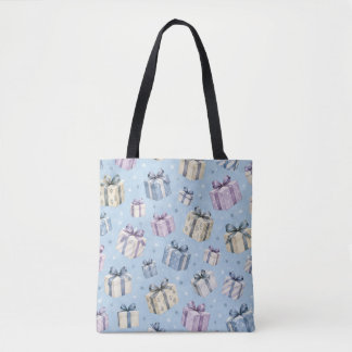 Pastel Watercolor Gift Box Pattern Tote Bag