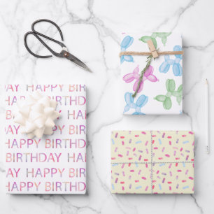 Pastel Watercolor Happy Birthday Gift Wrap Sheets