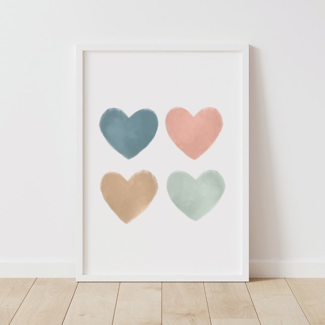 Pastel Watercolor Hearts Nursery Poster (Creator Uploaded)