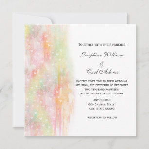 Pastel Watercolor Hearts Wedding Invites