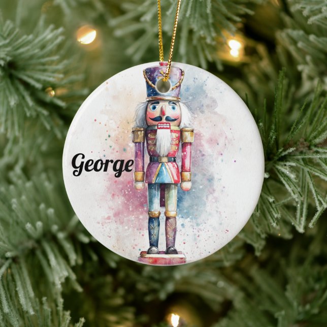 Pastel Watercolor Holiday Ornament – Nutcracker (Tree)