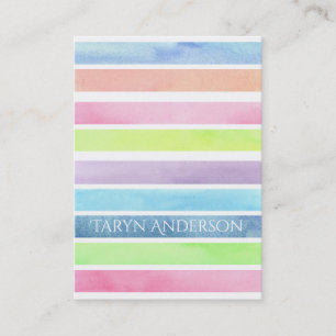 Pastel Watercolor Horizontal Stripes Business Card