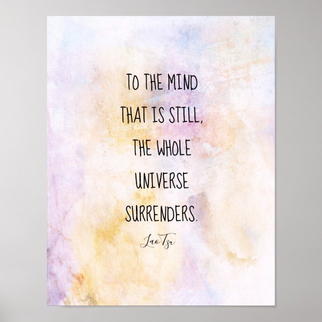 pastel watercolor inspirational zen quote Lao Tzu  Poster (Front)