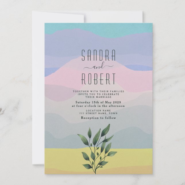 Pastel Watercolor Landscape Wedding Invite (Front)