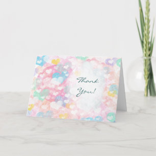 Pastel Watercolor Layered Hearts Wedding Thank You Card