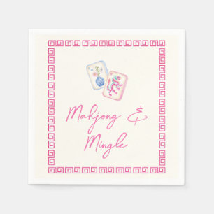 Pastel Watercolor Mahjong & Mingle Party Napkin