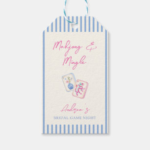 Pastel Watercolor Mahjong Stripes Bridal Party Gift Tags