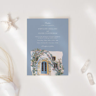 Pastel Watercolor Mediterranean Italian Wedding Invitation