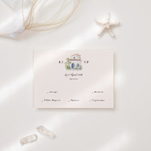 Pastel Watercolor Mediterranean Italian Wedding RSVP Card