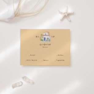 Pastel Watercolor Mediterranean Italian Wedding RSVP Card