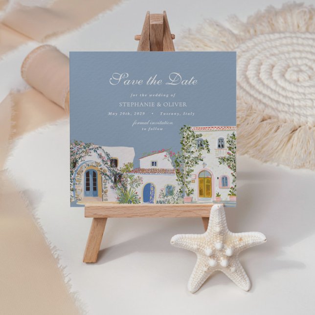 Pastel Watercolor Mediterranean Save The Date (Creator Uploaded)