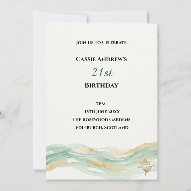 Pastel Watercolor Milestone Birthday Invitation (Front)