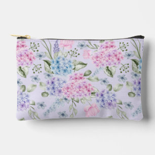 Pastel Watercolor Mixed Colour Hydrangea Flowers   Accessory Pouch