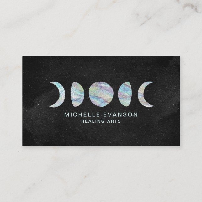Pastel Watercolor Moon Phases Spirtual Zen Business Card (Front)