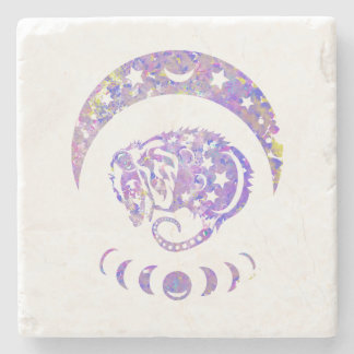 Pastel Watercolor Moon Possum Stone Coaster
