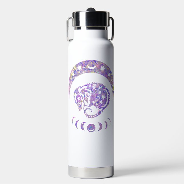 Pastel Watercolor Moon Possum Water Bottle (Front)