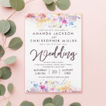 Pastel Watercolor Multicolored Floral Wedding Invitation<br><div class="desc">Watercolor pastel floral wedding invitation features handwritten "Wedding" typography. The floral watercolor design has a wash effect creating a soft feel. For further customisation, please click the "Customise" button and use our design tool to modify this template. The text styles and colours are changeable. If you prefer a different paper...</div>